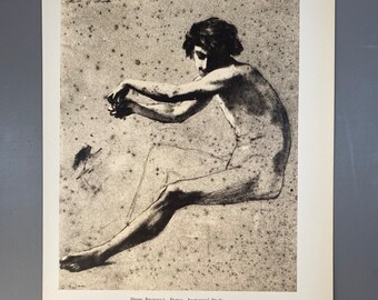 Henri Regnault, Anatomical Study, Charcoal, Poster, Painting, Book Page, Bookplate, Print, Drawing, 19th Century, Art, Vintage, ~20-01-492