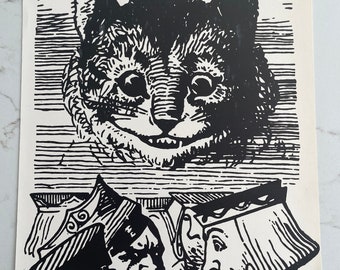 Cats, Edward Lear, John Tenniel, The Cheshire Cat, Poster, Double-Sided, Painting, Book Page, Print, 19 x 13", Art, Vintage, ~20-01-966
