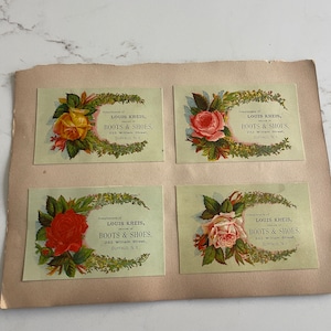 Colorful Roses, Happy New Year Envelope, Antique Victorian Trade Cards from an Old Scrapbook, Advertisement, Collectible, ~ 240119-WH 121