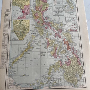 Philippine islands, Hawaii, 1914, Rand-McNally, Map, Double-Sided, 14x10&quot;, Geography, History, Paper, Vintage,  ~ M-15-11