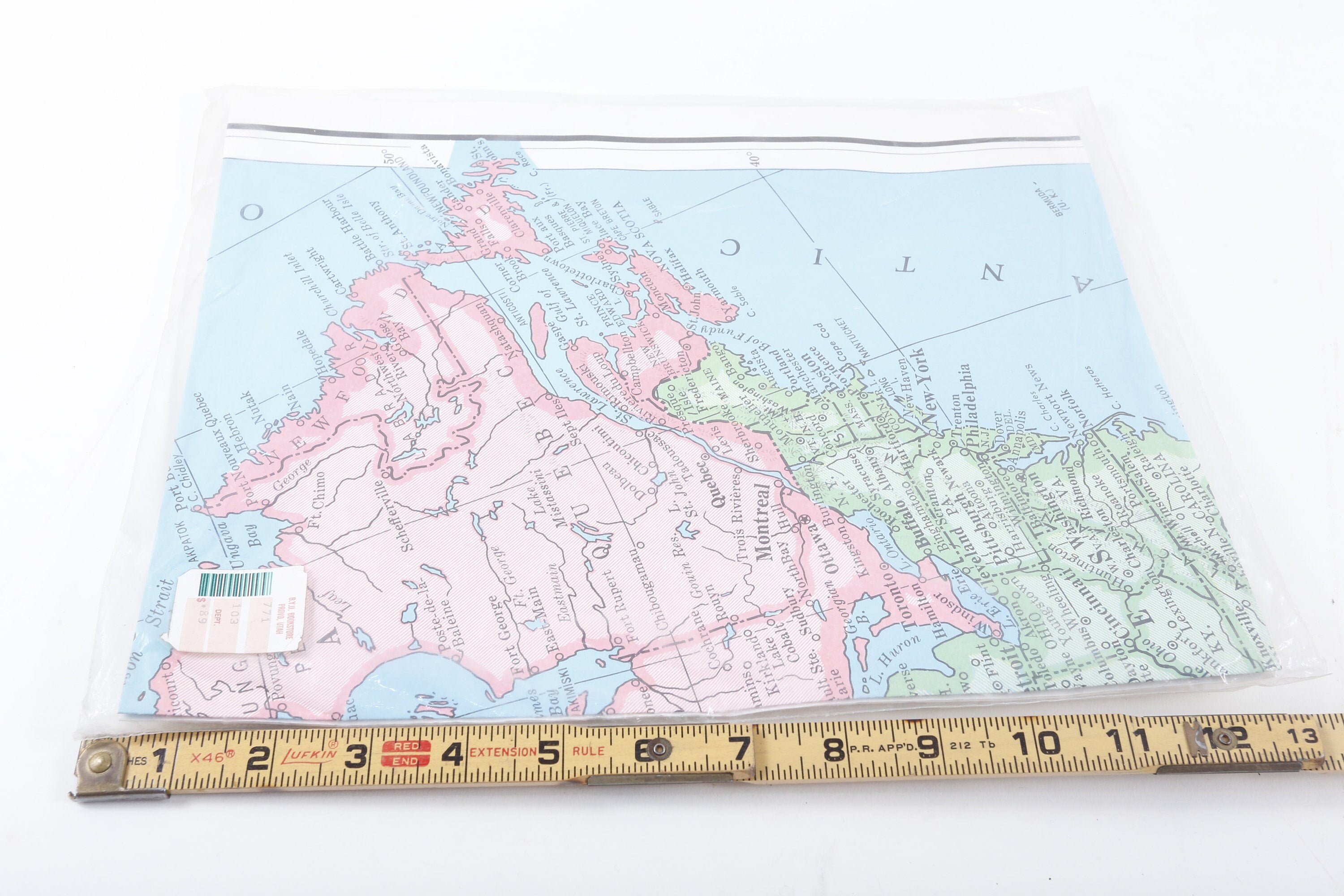 North America Political Map Paper Giant Colorprint Vintage