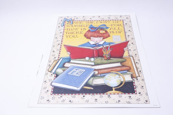Mary Engelbreit Poster 14 X 11 Girl Reading A Book Picture - Etsy