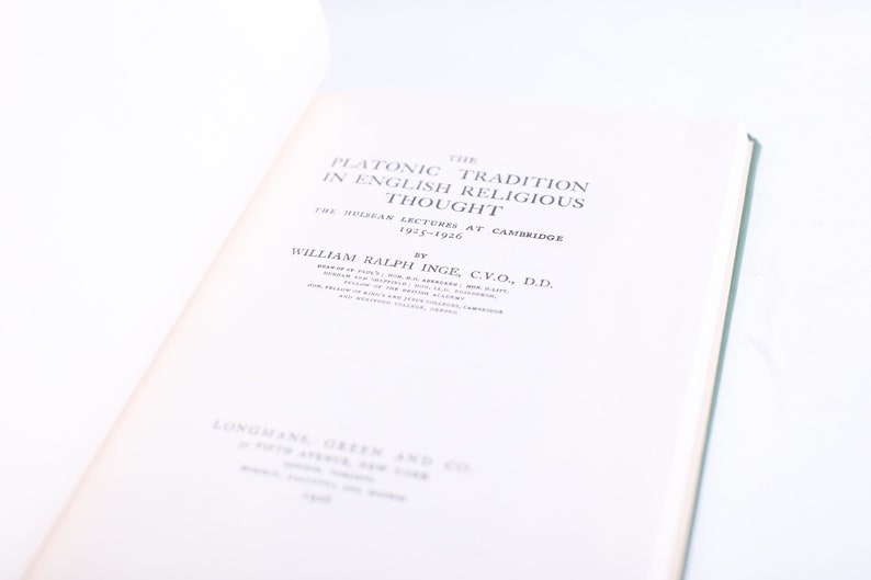 The Platonic Tradition in English Religious Thought, William Ralph Inge, Folcroft Library, 1977, Philosophy, Religion, Theology WH-019 523 image 3