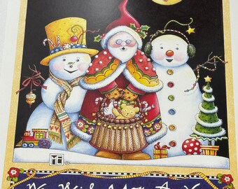 Rare Mary Engelbreit Christmas Art Work, Santa Wall Decor Poster