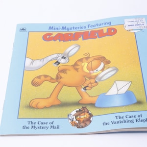 Garfield, Mini-Mysteries, Mystery Mail, Vanishing Elephant, Golden Book, Vintage, Picture Book, Child Reading, UNCOLORED ~ 20-01-10 AA