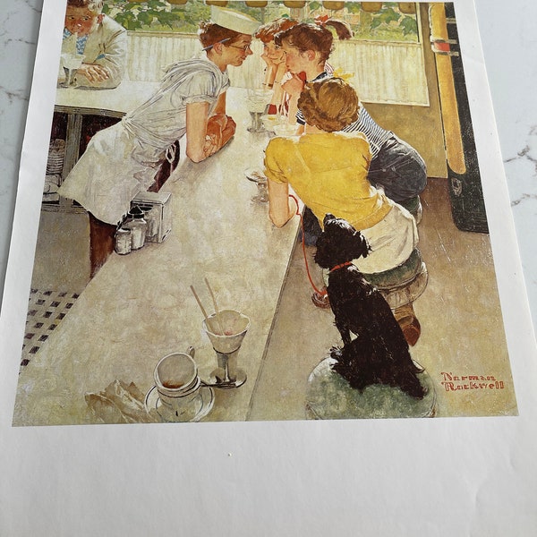 Soda Jerk, artista è Norman Rockwell, disegno, poster, da collezione, design, pittura classica, pagina, stampa, arte, Vintage, ~ 116