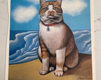 Cats, Matthew’s Cat, Paul Davis, Nicolas Bentley, Poster, Double-Sided, Painting, Book Page, Print, 19 x 13", Art, Vintage, ~20-01-966