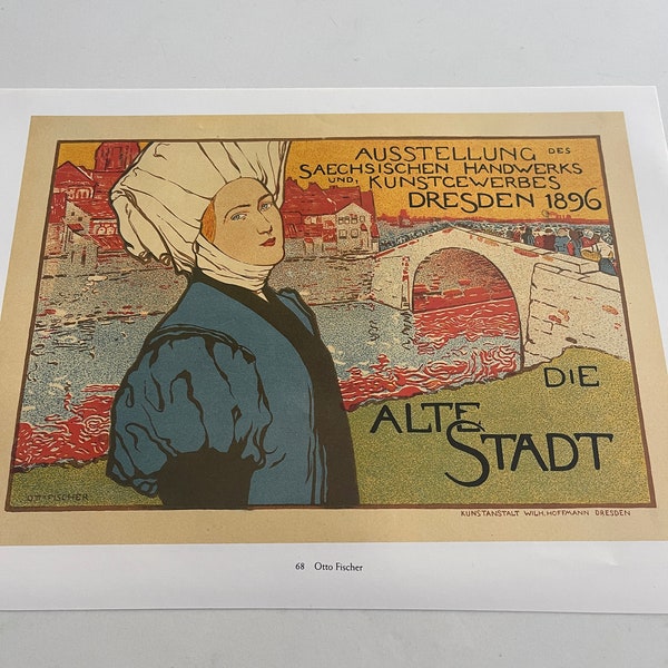 Alte Stadt, Otto Fischer, Poster, Vintage, German, Cityscape, Collectible, Historical, Art, Travel, These keyword ~231909-WH 67 C