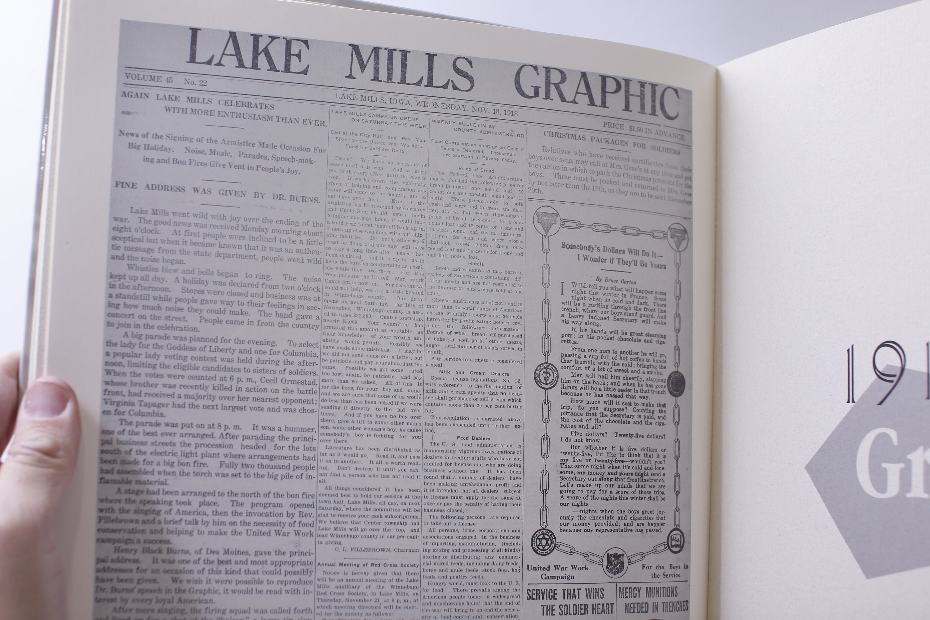 Lake Mills Graphic, Community History, 1994, Newspaper, 1892-1899, Hardcover, Lake Mills Graphic, Community History, 1994, Newspaper, 1892  main image 3