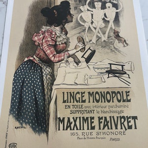 French Laundry Poster, Linge Monopole Artwork by Maxime Faivret, Old-fashioned Lithograph, Vintage Advertising Art, Vintage ~231909-WH 67 F