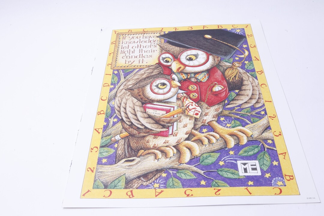 Mary Engelbreit Poster 14 X 11, Owls, School, Teacher, Pupil, Knowledge ...