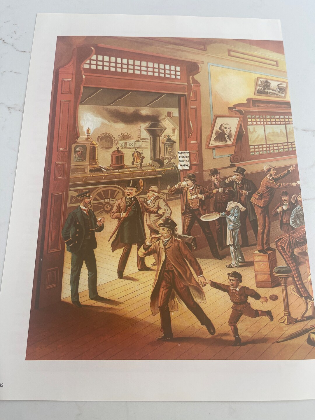 The Bell Rings, Train Start, Men,train, Reprint, Drawing, Bookplate ...