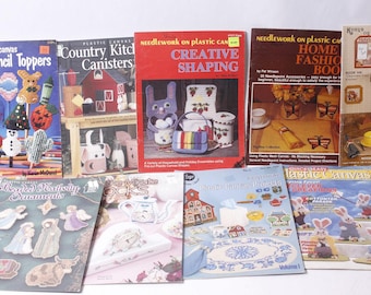 Needlework On Plastic Canvas Vintage Book Lot Craft Project ~ 260402-WH 1061