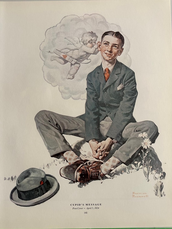 Boys' Life 1934年4月号 ノーマン・ロックウェル表紙 ノーマン ロックウェル、キューピッドのメッセージ、空想、少年、1924