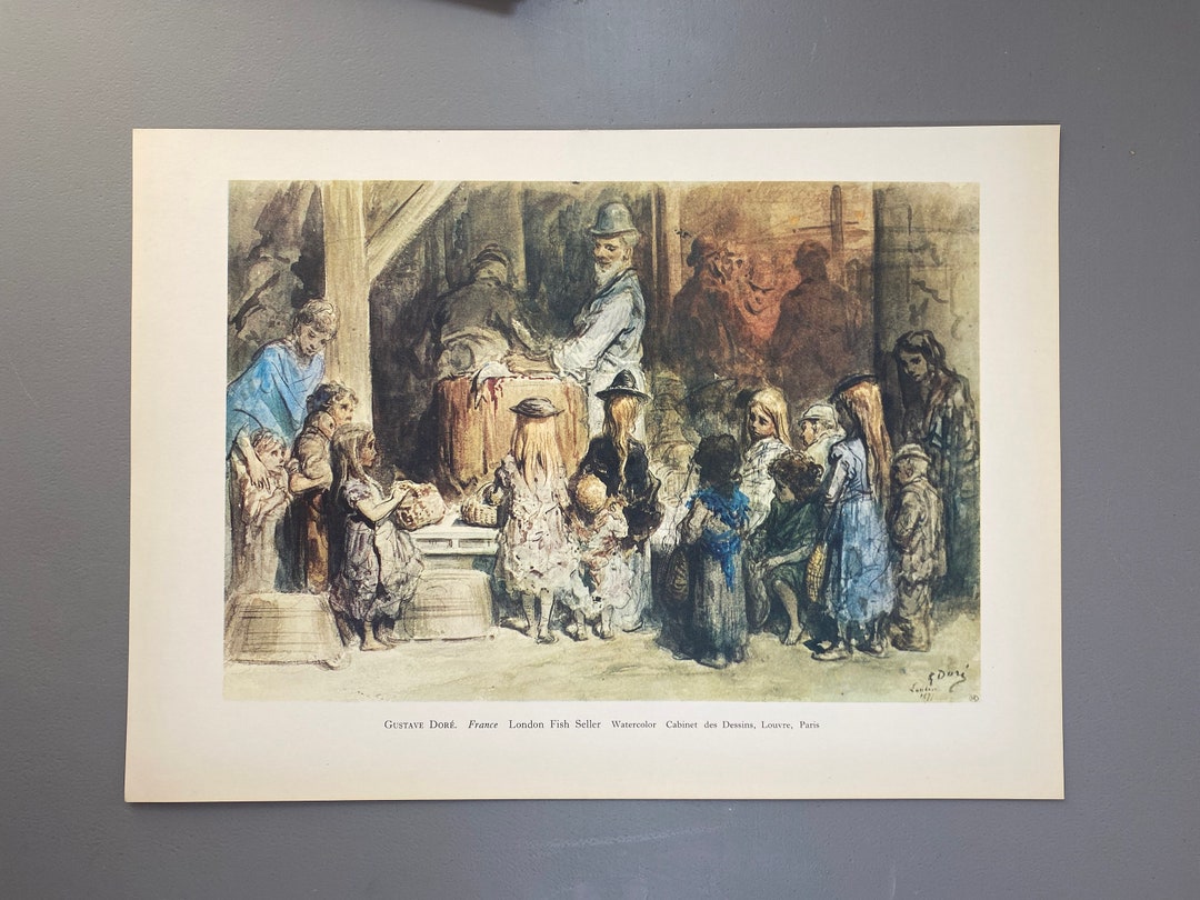 Gustave Dore, London Fish Seller, Watercolor, Drawing, Poster, Painting ...