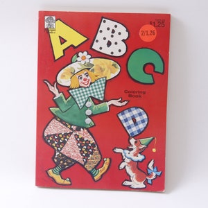 Livro de colorir A B C, vintage, infantil, ilustrado, alfabeto, letras, infantil, artesanato, capa mole ~ M-25-11