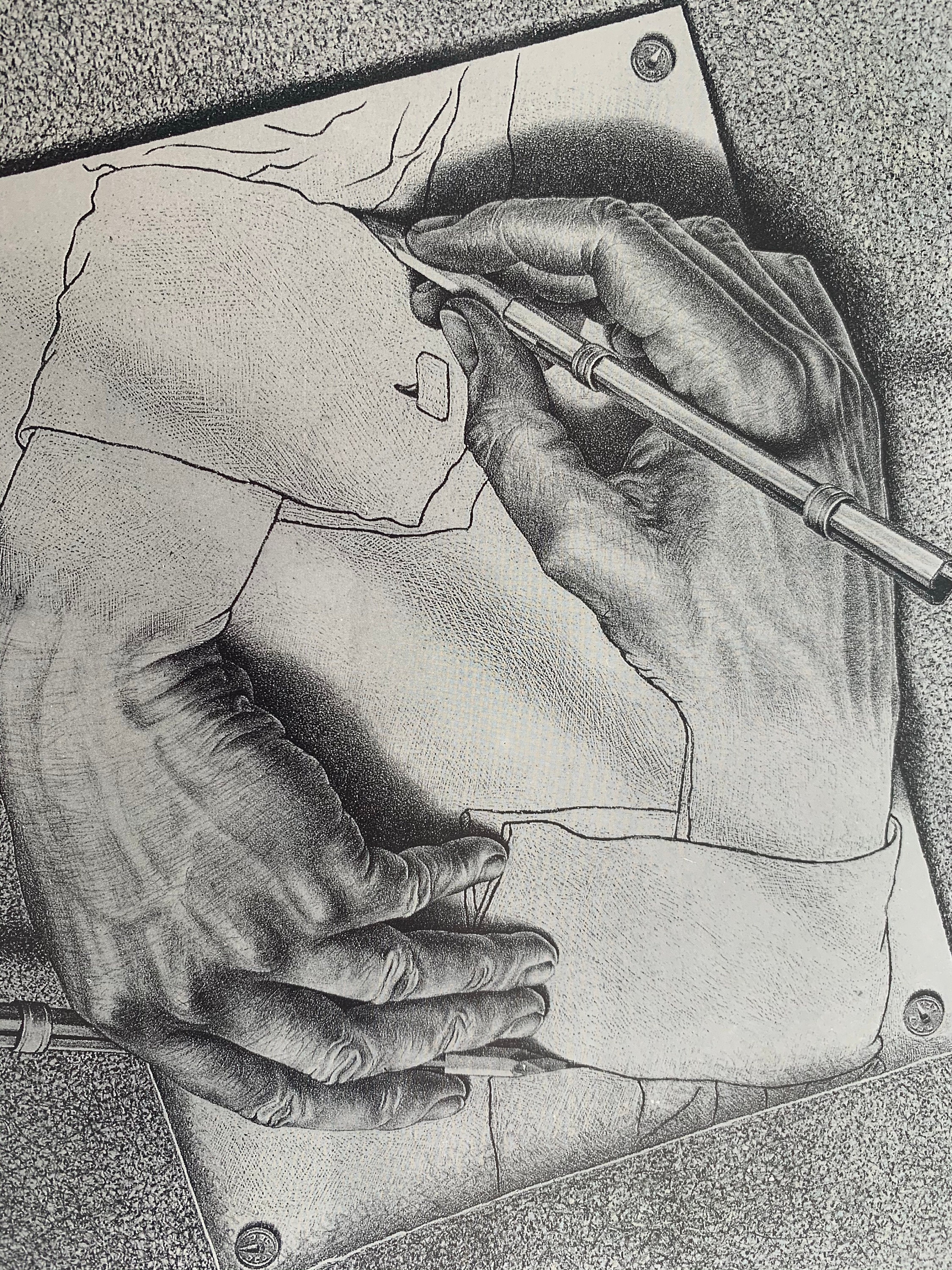 M C Escher Drawing Hands 1948 Catalogue No 355 Graphics Etsy