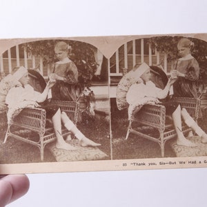 Stereoscoopkaart, Broer, Zus, Geweldige Tijd, Kinderen, Zorg, Antiek, Stereoview Kaart, Stereografie, Afdrukken, Foto, Vintage, ~M-03-06