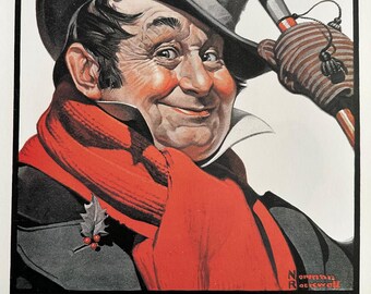 Norman Rockwell, Merry Christmas, Top Hat, Smiling Man, December
