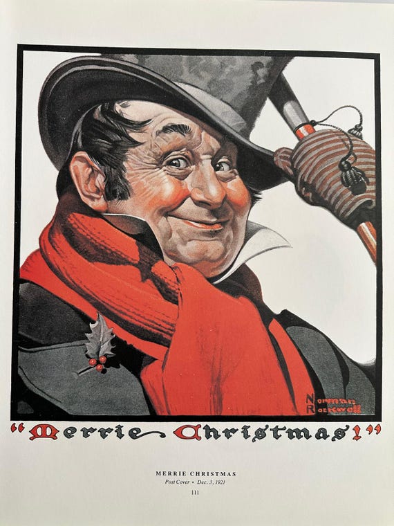 ノーマン ロックウェル、メリー クリスマス、シルクハット、微笑む男