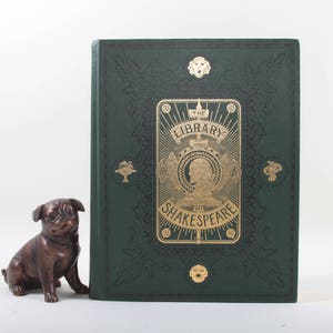 The Library of Shakespeare, Illustrated, Limited Edition, Green Leather, Hardcover, Golden Lettering On Cover and Spine ~ 20-01-865