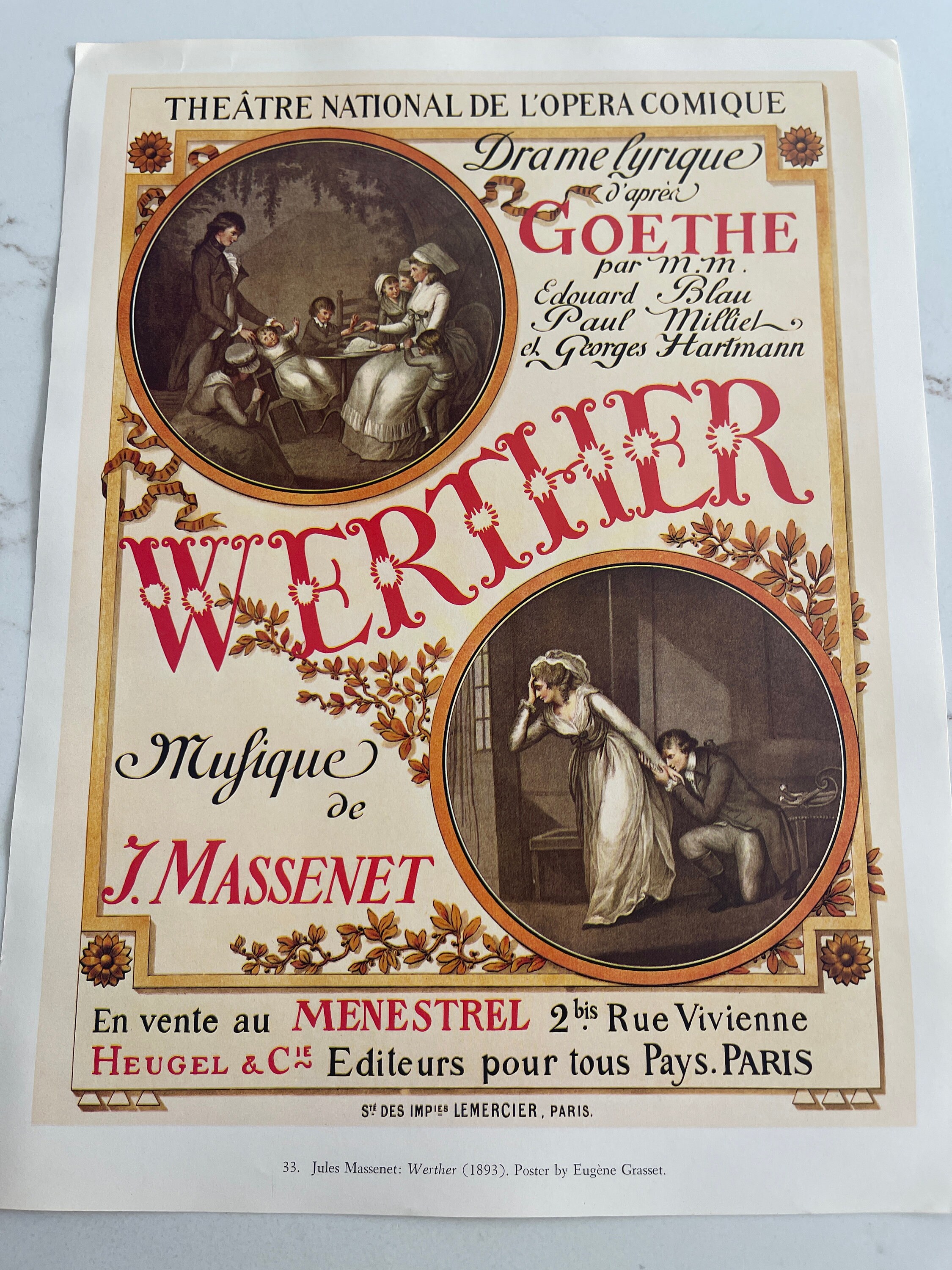 Jules Massenet, Werther (1893), Poster By Eugen Grasset, Drawing, Bookplate, Classic Painting, Book Page, Print, Art, Vintage, ~20-01-480