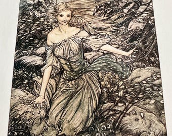 Arthur Rackham Undine Stained Fingers Illustration 8x11 Art Print Vintage Book Page ~ 260215-WH 66