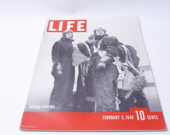 Life, Magazine, February 5, 1940, Swedish Aviators, WW2, USA