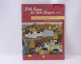 Folk Songs for Solo Singers, Volume 2, Medium High, 1996, Alfred Publ, Voice and Piano, Sheet Music, Paperback, ~ 240401-WH 903