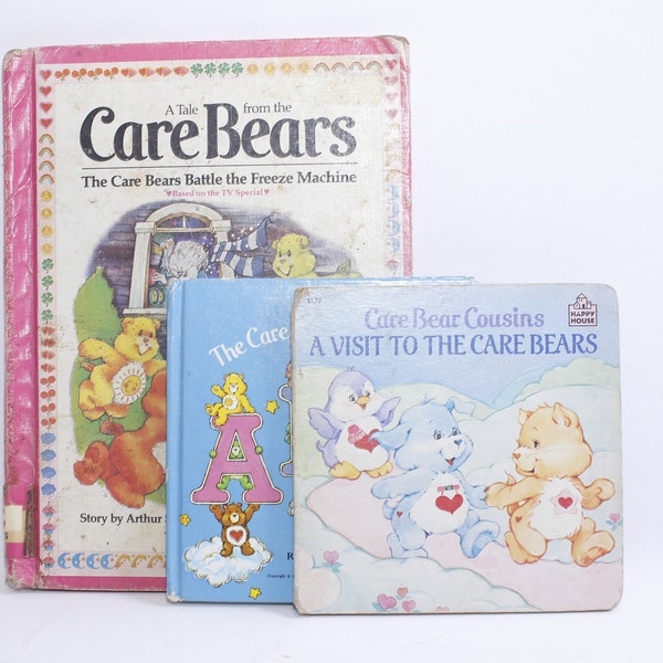Care Bears, Picture Books, Set of Three, ABC, Illustrated, 1980s, Cute Animals, Pre-school, Learning, Board Book, FLAW ~ 230610-71103 177