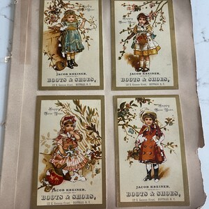 Little Girl in Four-Season Gardens, Antique Victorian Trade Cards from an Old Scrapbook, Advertisement, Collectible, ~ 240119-WH 121