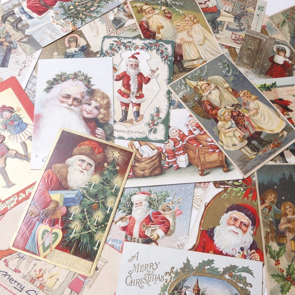 PICK Your OWN #1 - Embossed Victorian Christmas Post Cards, Postcards, Used, 1900s, Rare, Antique, Ephemera, Photos, Santa, Children - 74