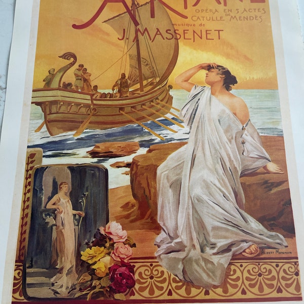 Jules Massenet, Ariane (1906), Poster By Albert Maignan, Drawing, Bookplate, Classic Painting, Book Page, Print, Art, Vintage, ~20-01-480