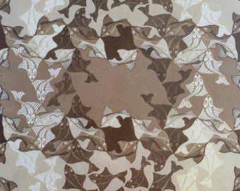 M C Escher, Fish, 1941, Catalogue No 323, Graphics, Abstract, Picture, Bookplate, Print, 16 x 11", Art, Vintage, ~  60