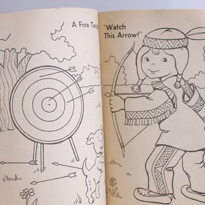 Vintage 1950s Uncolored Cartoon Art Book - Color With Crayons, Library ...