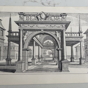 Arco triunfal, Orden jónico, Grabados, Reimpresión, Jan Vredeman de Vries, Perspectiva, Grabados, Arquitectura, Cartel, Exlibris, Arte,20-01-498