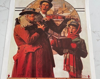 Christmas Trio, December 1983, Artist Is Norman Rockwell, Poster, Bookplate, Classic Painting, Collectible, Print, Art, Vintage, ~ 116