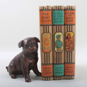 Young Folks Library, Set di libri, Vintage, Narratore, Libro di azioni coraggiose, Illustrato, Copertina rigida, Piccolo, Carta invecchiata ~ 20-17-590