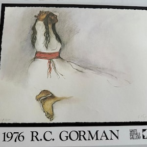 RC Gorman, Woman with Red Belt, 1976, Poster, Painting, Print, Navajo, Native American, ~ 250626-WH 771