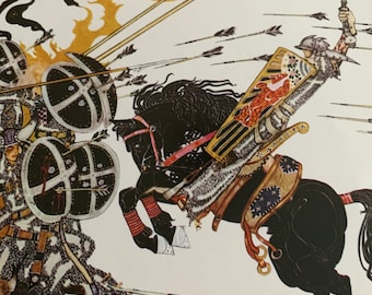 Le garçon de la bataille, à l'est du soleil et à l'ouest de la lune, Kay Nielsen, Hosser Stoughton, 1914, impression, 8 1/2 x 6", illustration, ~ 20-01-541