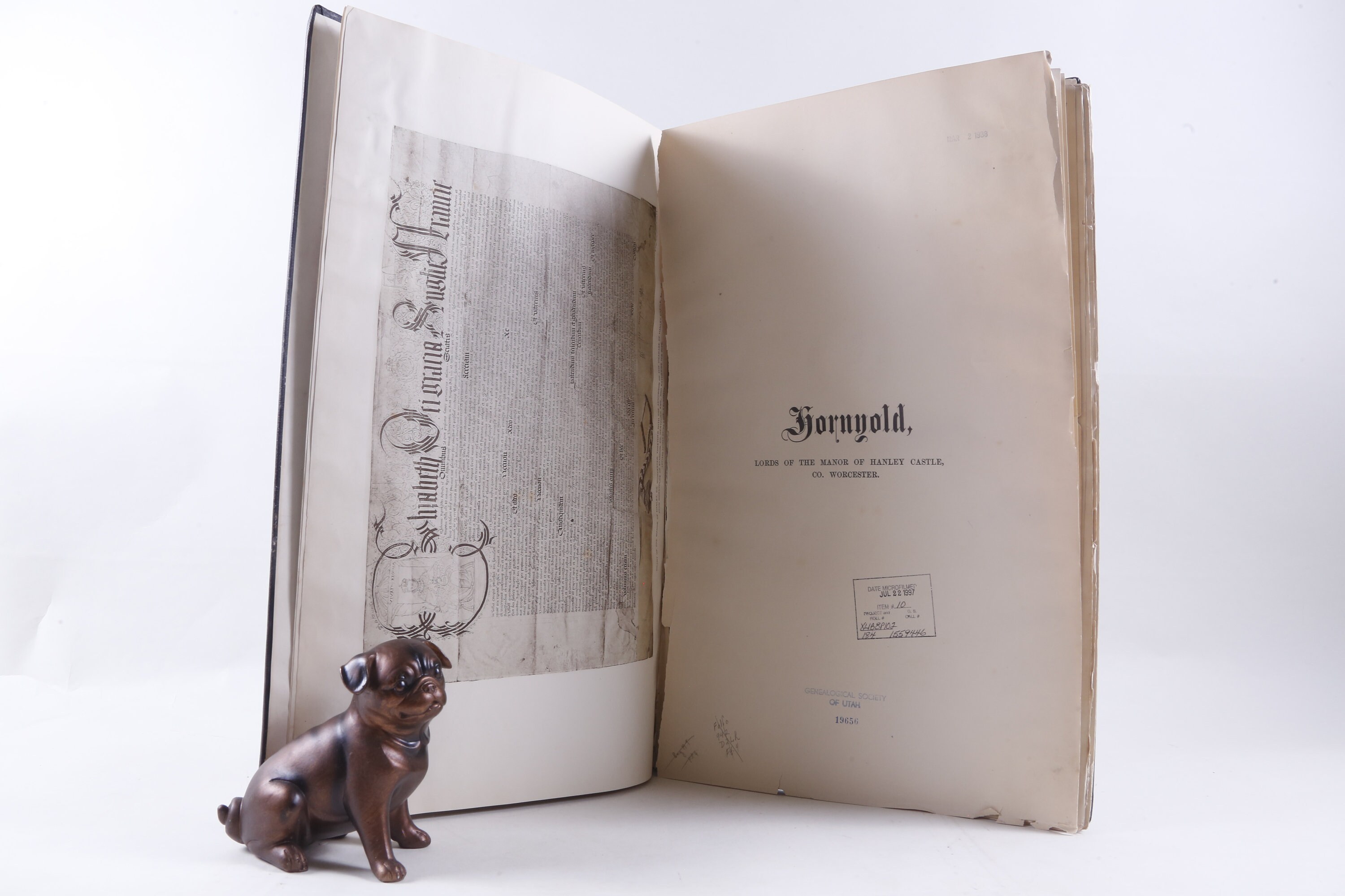 Elephant Folio, 500 year old records, Antique, Facsimiles of Genealogies, Relating Cheshire, England, Genealogical Society, FLAW ~ H-2