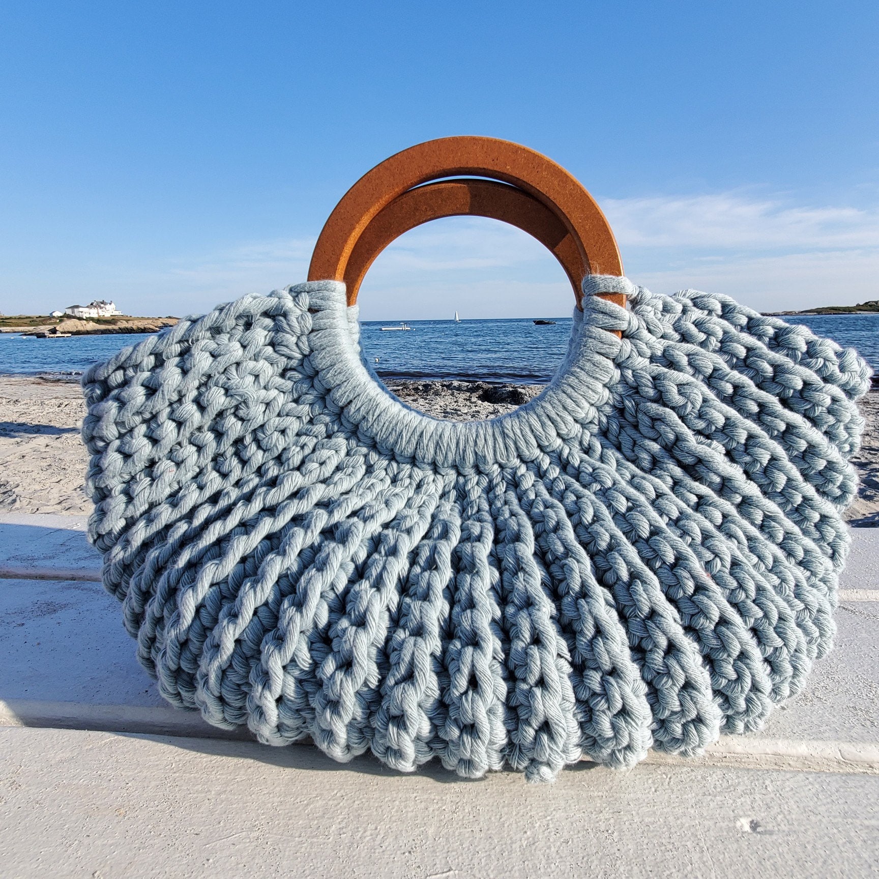 Wooden Crochet Box Bag