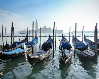 Docked Venice Gondolas Print