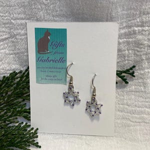 Beaded Star of David Earrings/Unique Boho Earrings/Silver Blue Handmade Earrings/Dainty Star Earrings/Judaica Jewelry/Handmade Gift for Her