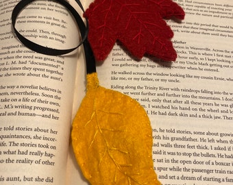 Autumn Leaf Bookmark: Embroidered Felt Maple & Beech Leaves