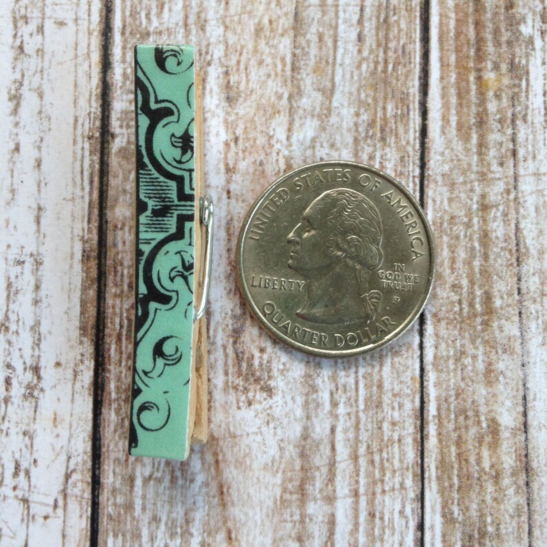 Mini Decorative Clothespins/ Mini Memo Clips/ Small Pegs/ Favor Bag Clips/Damask and Floral/Small Clothespins/Tiny Clothes Pins/Set of 8 image 4