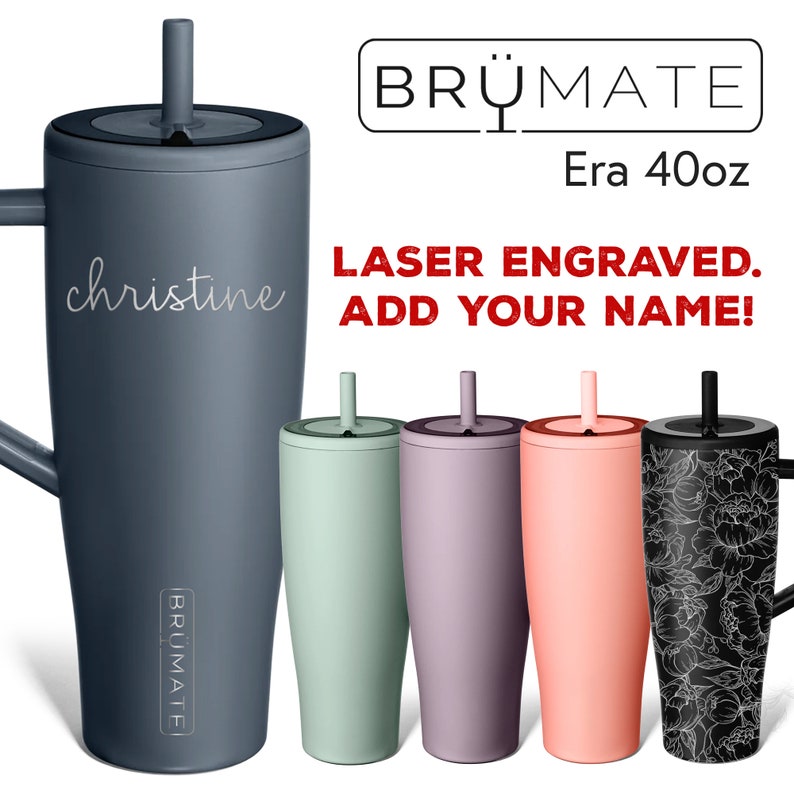 Engraved Brumate Era 40oz Personalized Brümate Leakproof Tumbler with Handle Insulated Stainless Steel Wrap Available image 1