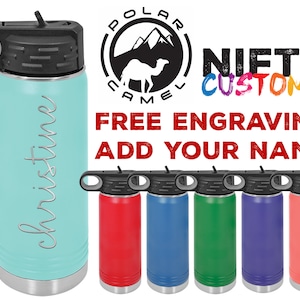 Custom Laser Engraved Polar Camel Water Bottle - Personalized Gift Idea - Straw Name Water Bottle
