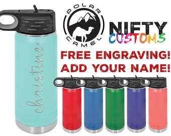Custom Laser Engraved Polar Camel Water Bottle - Personalized Gift Idea - Straw Name Water Bottle