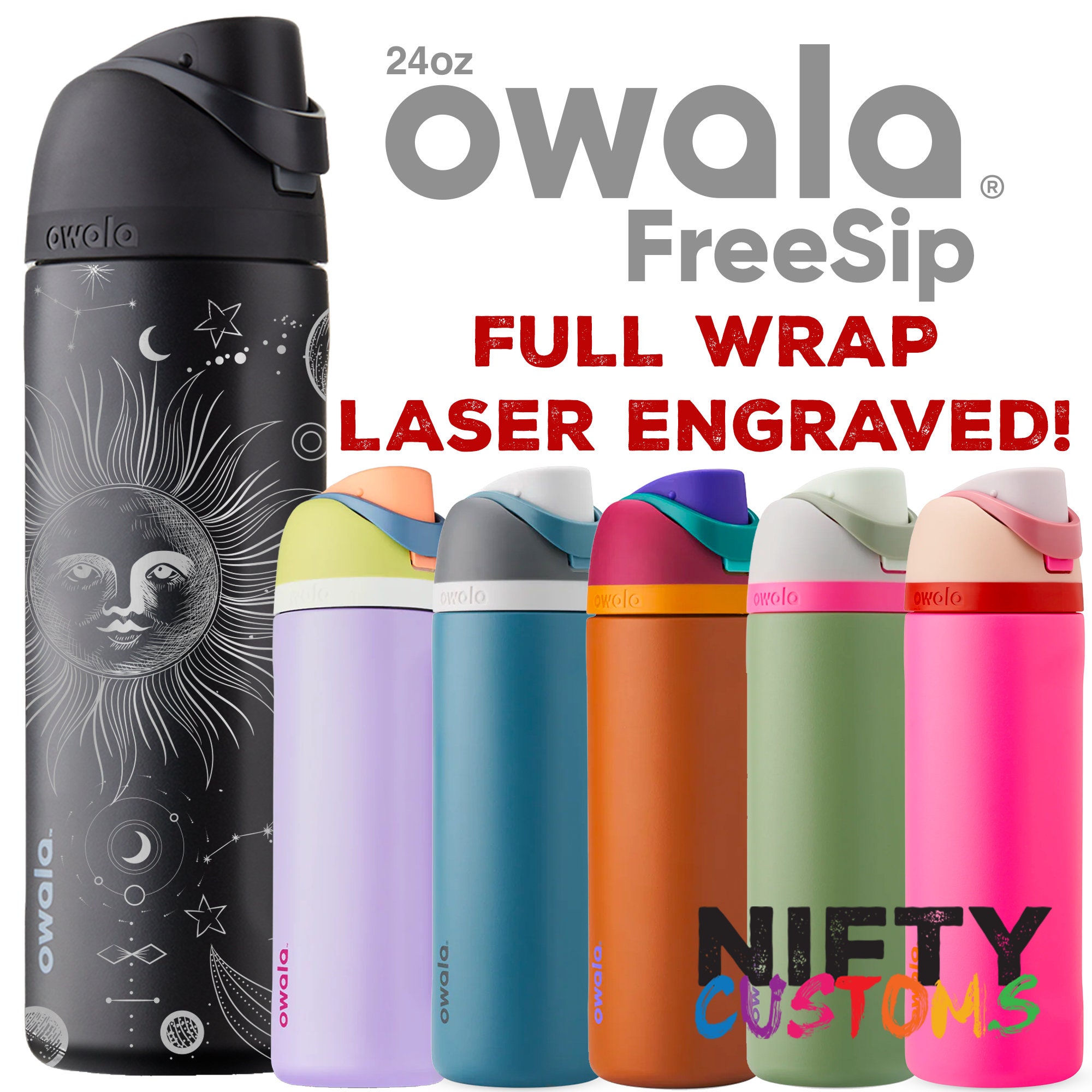 40oz Personalized Water Bottle Owala Freesip Insulated Stainless